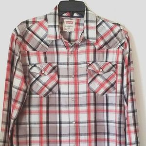 Levi's Western Pearl Snap Soft Brushed Cotton Long Sleeve Shirt. Size Medium